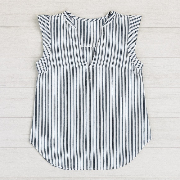 Old Navy Tops - Old Navy | Linen-Cotton Striped Flutter Sleeve Top